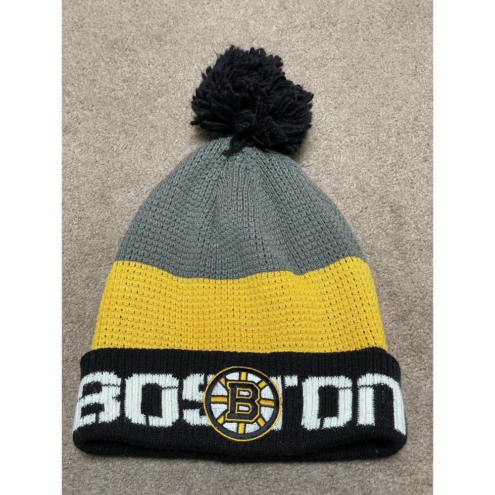 NHL Boston Bruins Hat Knit Beanie PomPom Classic Style Reebok 2016